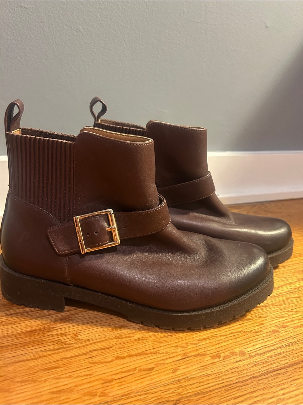 Vionic Brown Leather Buckle Ankle Boots